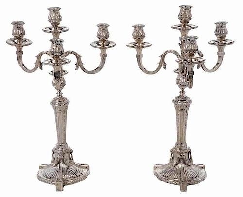 Pair of Odiot French Silver Candelabra