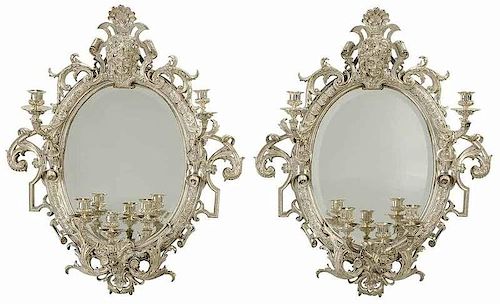 Pair Renaissance Style Girandole Mirrors
