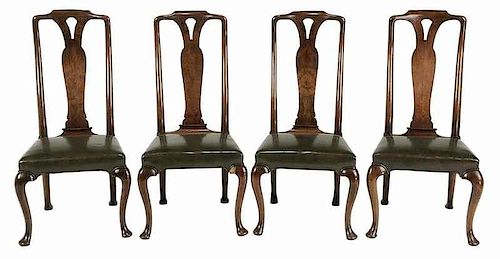 Set of Four George I Walnut Side Chairs