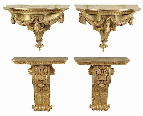 Two Pair of Gilt Wall Brackets