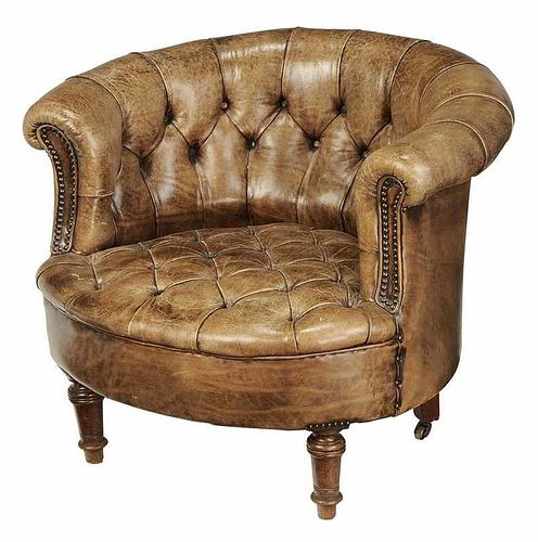 Leather Upholstered Tub Chair