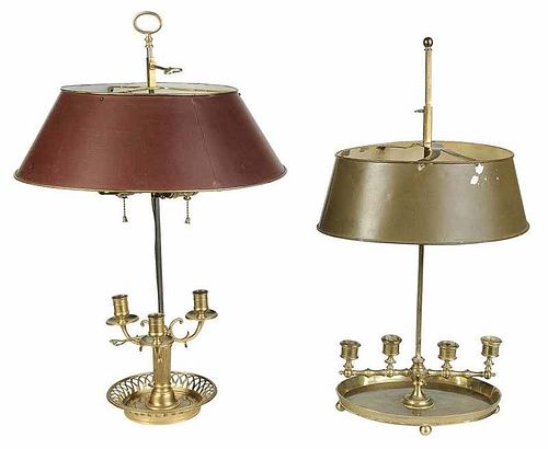 Two Bouillotte Lamps with Metal Shades