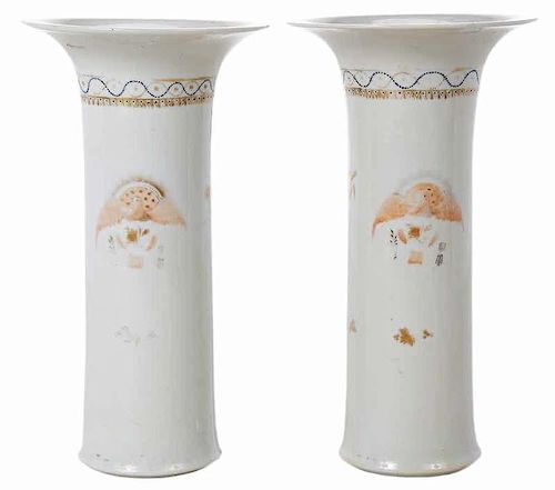 Pair of Chinese Export American Eagle Vases