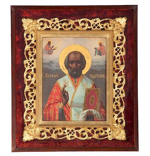 A Fine Russian Icon, Oil on Panel 
