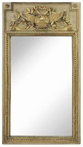 Louis XVI Carved, Painted and Parcel Gilt Mirror