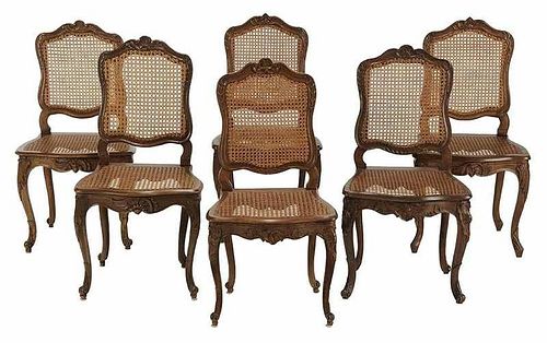 Set Six Provincial Louis XV Style Dining Chairs