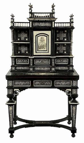 Fine Renaissance Style Ebonized Writing Cabinet