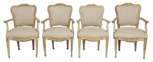 Set of Four Italian Neoclassical Arm Chairs