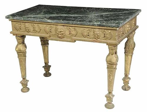 Italian Neoclassical Green Marble Top Table
