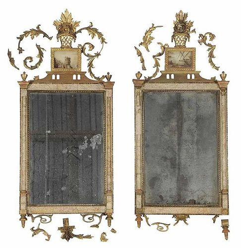 Pair Parcel Gilt and Eglomise Bilbao Mirrors