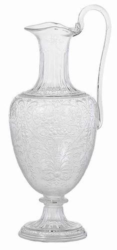 Fine Bohemian Cut and Etched Crystal Claret Jug