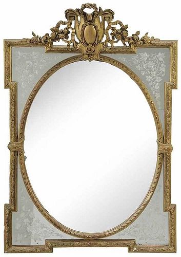 Venetian Style Gilt and Etched Mirror Framed Mirror