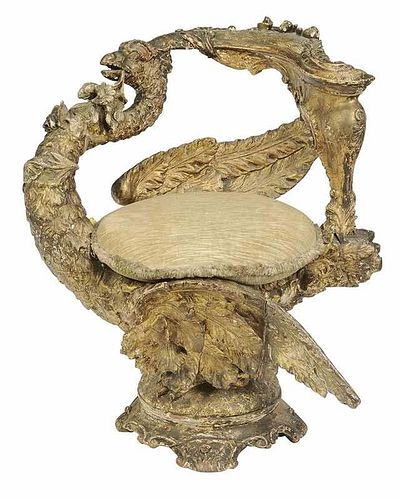 Good Venetian Carved and Gilt "Fantasy" Chair