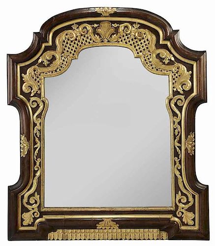 Provincial Louis XV Parcel Gilt Walnut Mirror