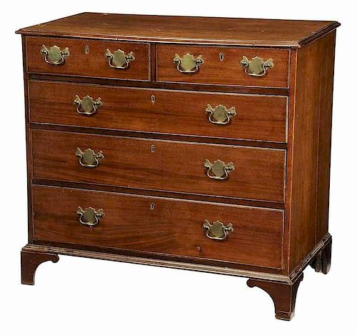 Chippendale Mahogany Five Drawer Chest
