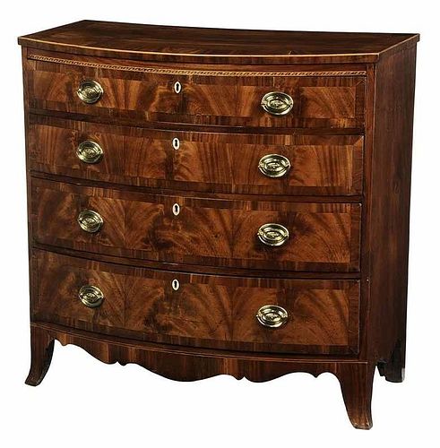 George III Inlaid Mahogany Bow Front Chest