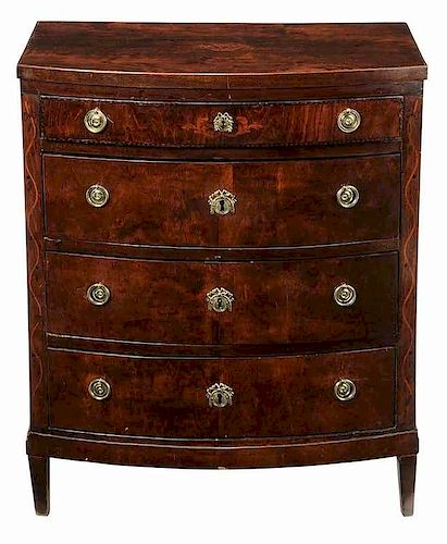 Neoclassical Marquetry Inlaid Four Drawer Chest