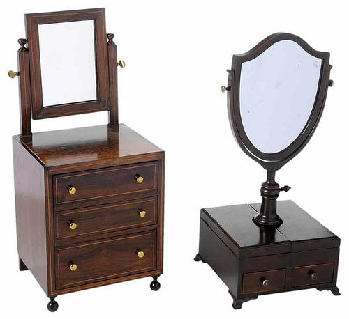Two Chippendale Style Mahogany Shaving Mirrors