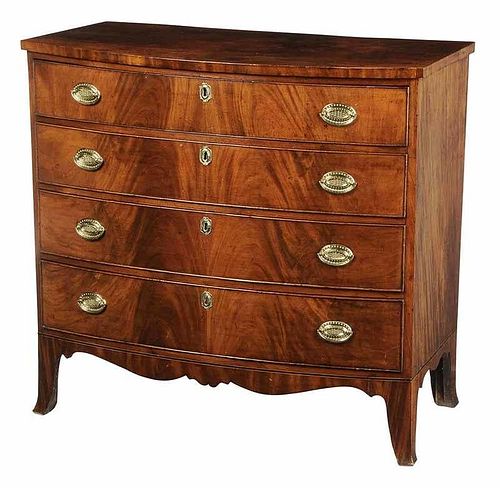 New England Figured Mahogany Bow Front Chest