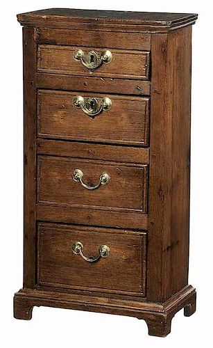 Chippendale Walnut Miniature Four Drawer Chest