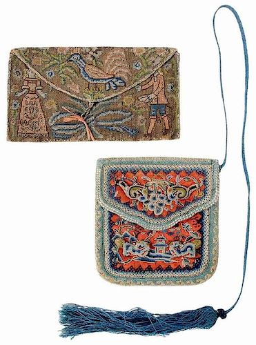 Two Early Embroidered Pocketbooks