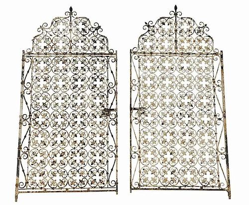 Arts and Crafts White Painted Wrought Iron Gates