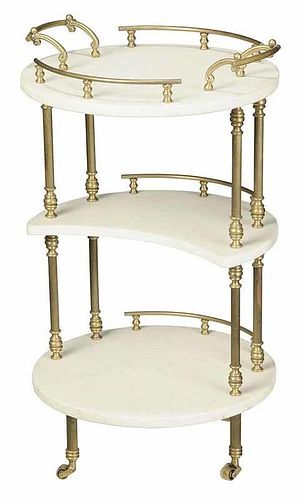 Modern Marble and Brass Trolley Table