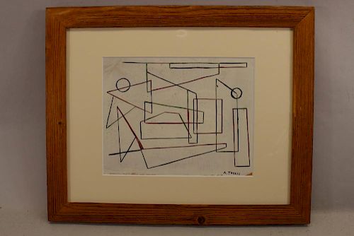 Signed "A. Torres" Abstract Geometric Mixed Media