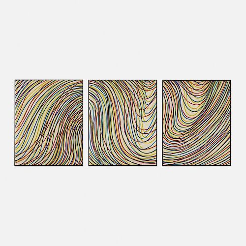 Sol LeWitt, Wavy Lines on Gray (triptych)
