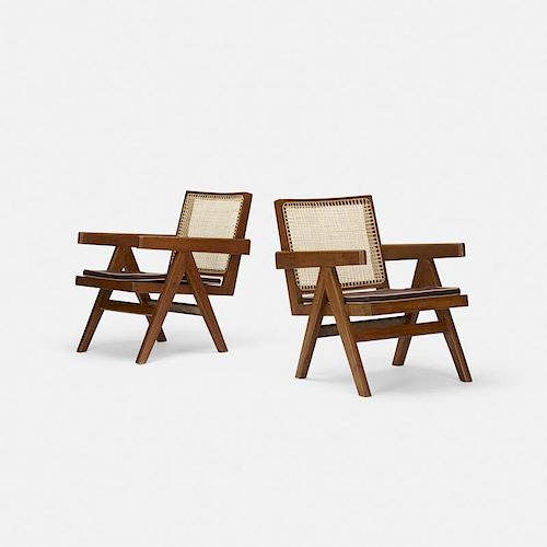 Pierre Jeanneret, Easy armchairs from Chandigarh, pair
