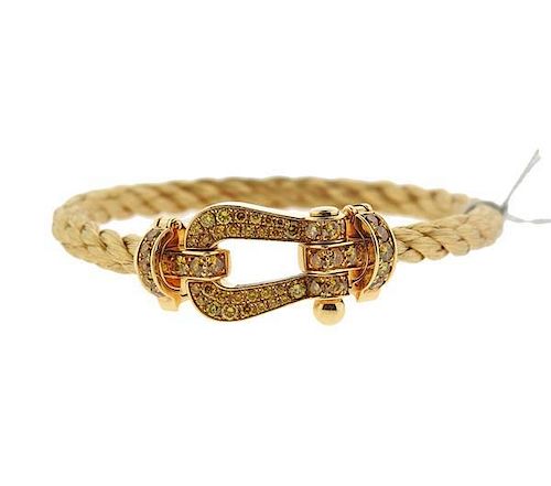 Fred Paris 18k Gold Diamond Buckle Bracelet