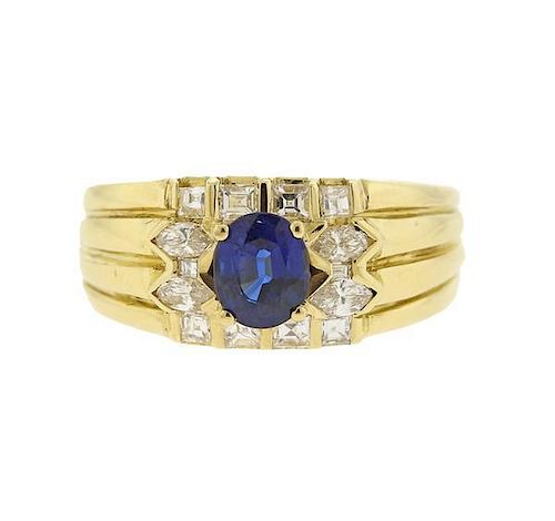 Damiani 18k Gold Diamond Sapphire Ring