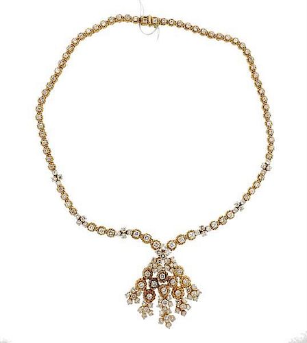 Fred Paris 18k Gold Diamond Pendant Necklace