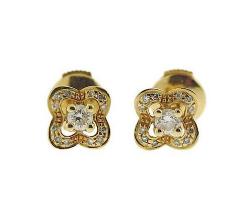 Mauboussin 18k Gold Diamond Flower Stud Earrings