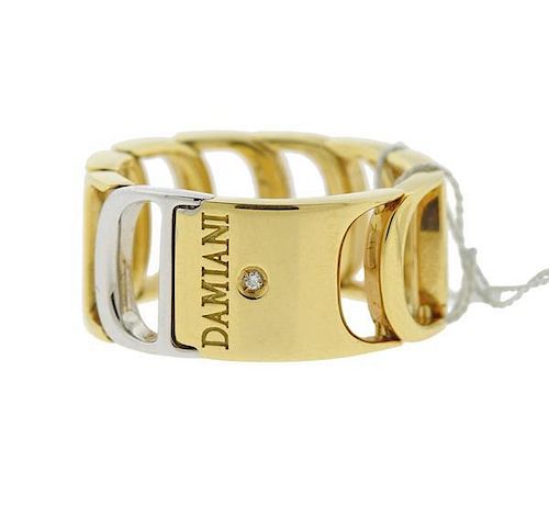 Damiani 18k Gold D Band Diamond Ring
