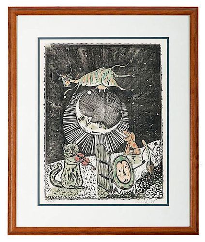 Gary Birch Folk Art Print, <i>The Cow Jumped Over the Moon</i> 