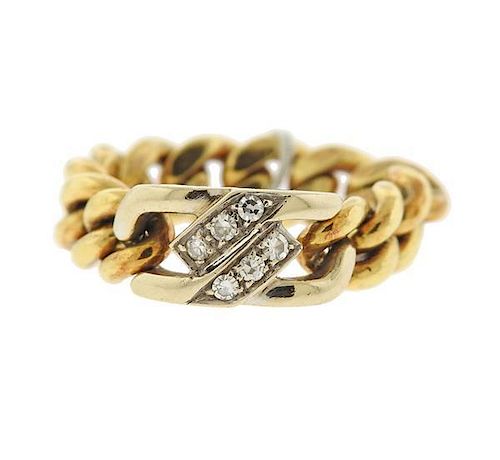 Pomellato 18k Gold Diamond Chain Ring