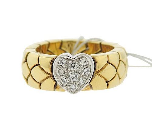 Pomellato 18k Gold Diamond Heart Flexible Ring