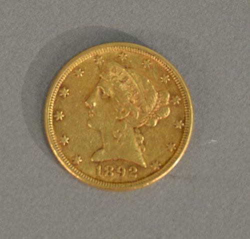 1892 $5 gold liberty.