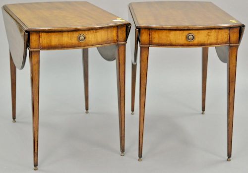 Pair of Beacon Hill fruitwood drop leaf Pembroke tables, ht. 26 1/2in., top closed: 19" x 29"
