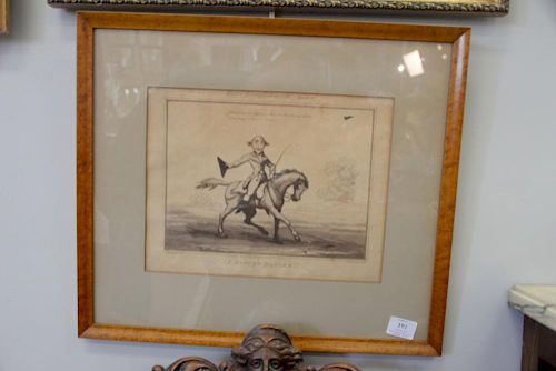 Pair of Rowlandson aquatint, after Woodward, including "Horse Accomplishments Sketch 4 + 10" A Devotee!! and "A Minuet Dancer