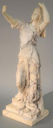 Marble figure of a woman looking in a mirror. total ht. 38in. Provenance: Property from the Estate of Frank Perrotti Jr. of H