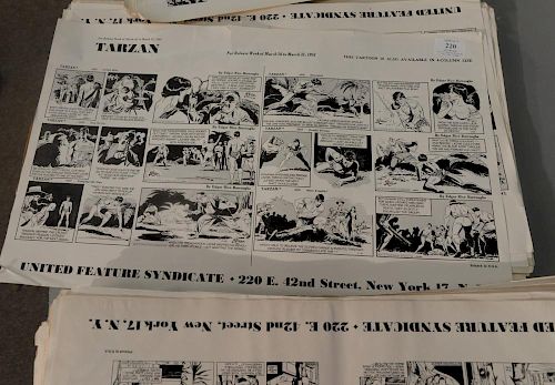 Large lot of Edgar Rice Burroughs "Tarzan" comics double page original proof sheets, issued by United Feature Syndicate. shee