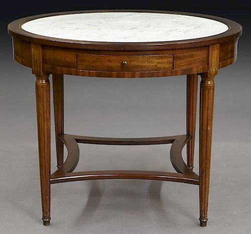French gueridon table with white marble top,