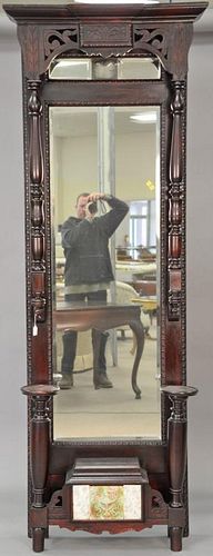 Victorian pier mirror with Majolica tiles, ht. 93 1/2in., wd. 33 1/2in. Provenance: Property from the Estate of Frank Perrott