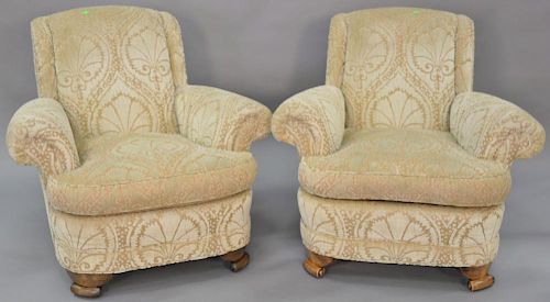 Pair of custom upholstered easy chairs