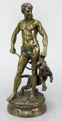 Adrien Étienne Gaudez, "Man and Tiger" bronze.