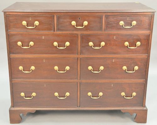 Custom mahogany double chest. ht. 42in., wd. 50in., dp. 22in.