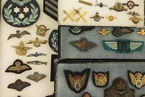 4 Frames of British Aviation Wings, Sweetheart Pins, and Patches