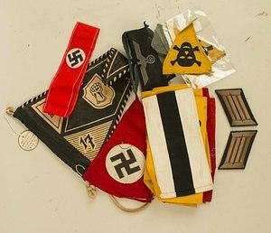 3rd Reich Arm Bands, Car Pennants, Collar Tabs